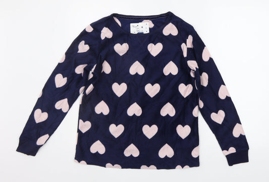 DEBNHAMS Womens Blue Geometric  Top Pyjama Top Size 8  - HEARTS