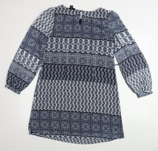 Atmosphere  Womens Blue Geometric  A-Line  Size 10