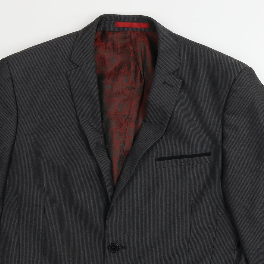 Red Herring  Mens Grey Striped  Jacket Blazer Size 44