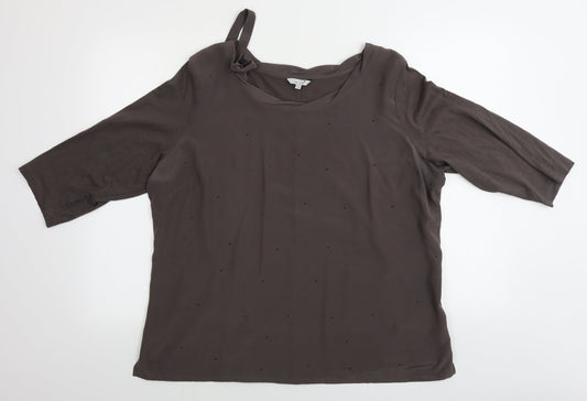Marks and Spencer  Womens Brown Paisley  Basic T-Shirt Size 20