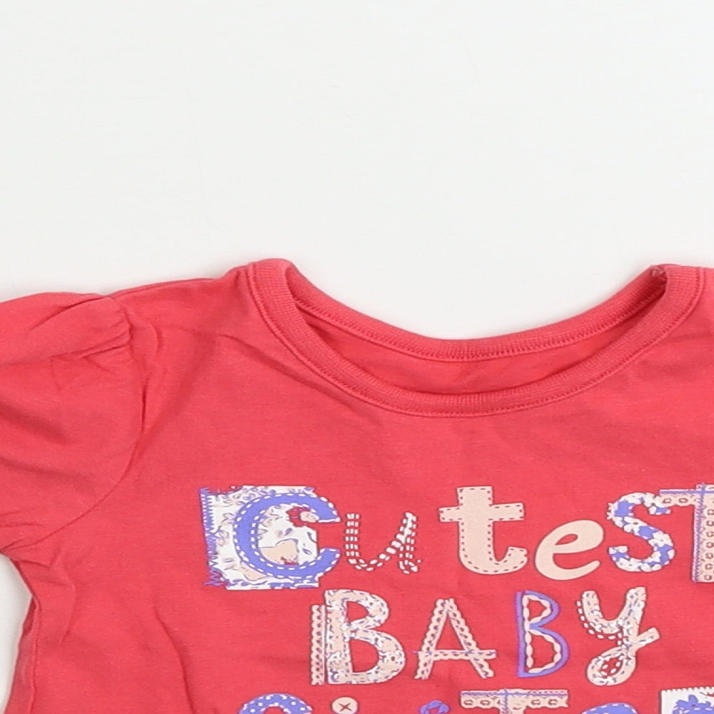 George  Girls Red   Basic T-Shirt Size 6-9 Months
