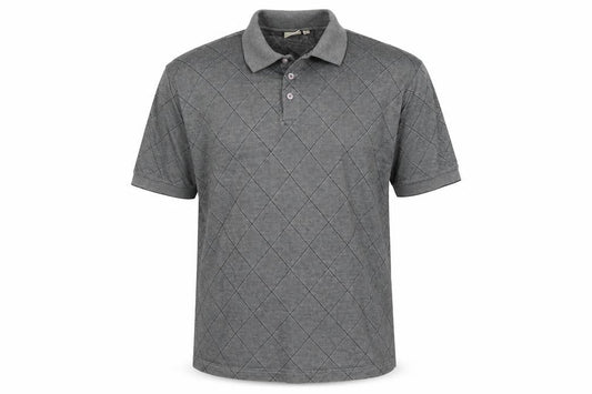Cotton Traders Mens Grey Argyle/Diamond   Polo Size M
