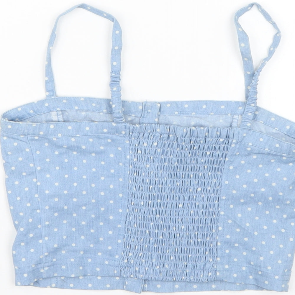 New Look Girls Blue Polka Dot  Basic Blouse Size 11 Years
