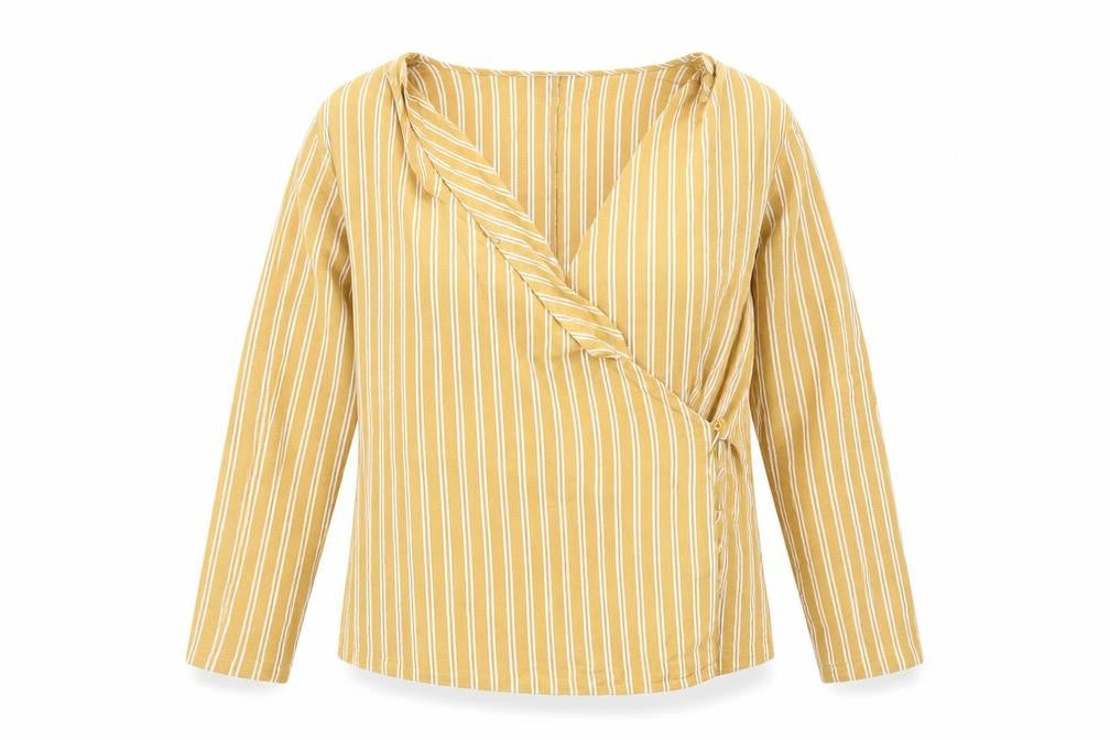 Marks and Spencer Womens Yellow Striped  Basic Blouse Size 22