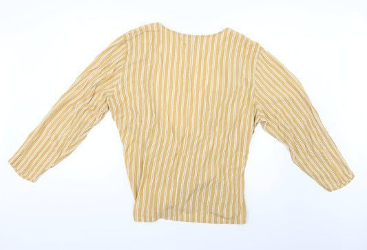 Marks and Spencer Womens Yellow Striped  Basic Blouse Size 22