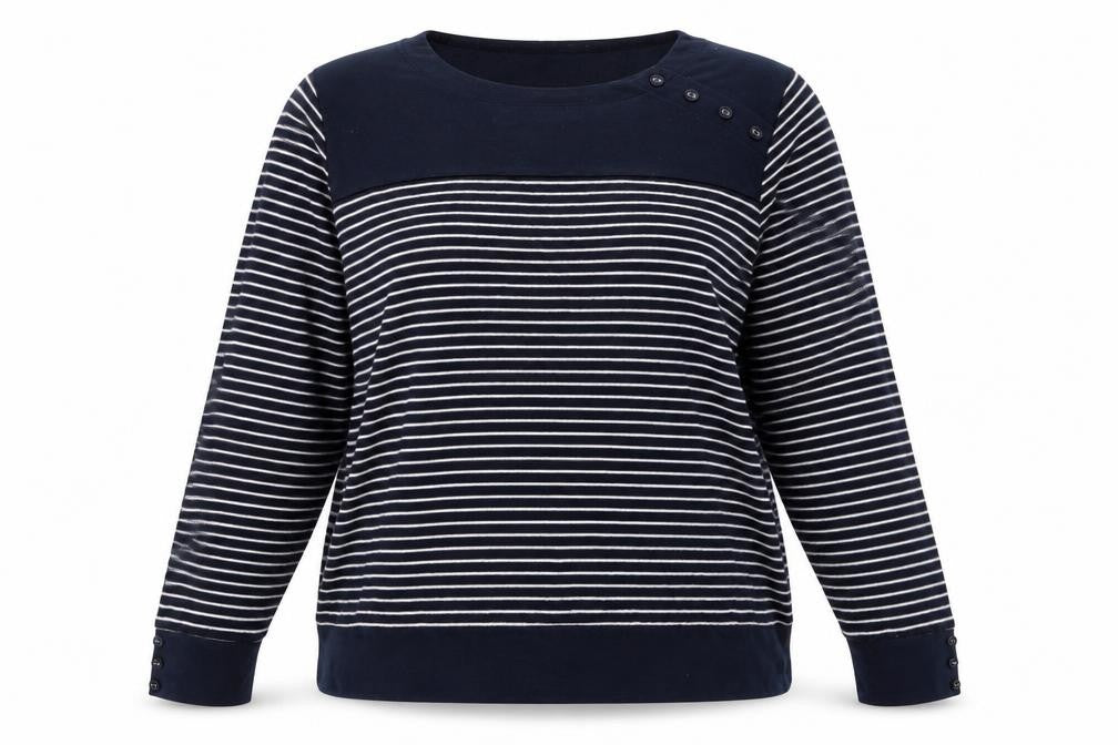 Bonmarché Womens Blue Striped  Pullover Sweatshirt Size L