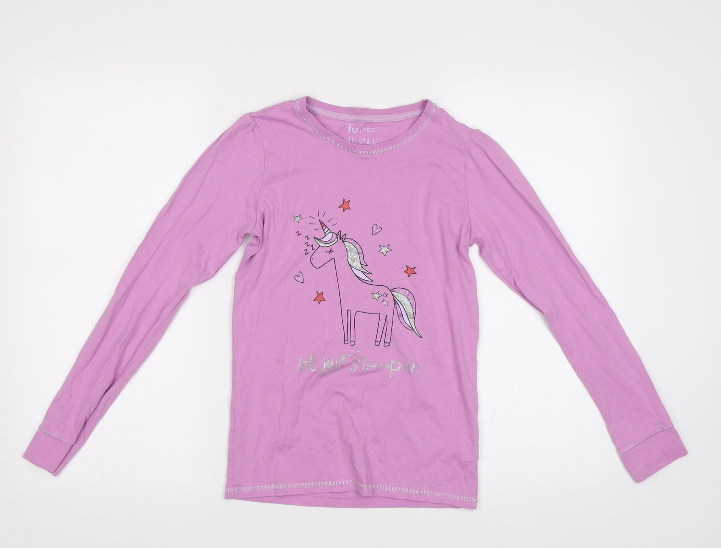 TU Girls Purple   Basic Polo Size 12 Years  - Unicorn