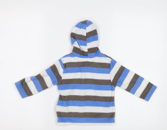 Preworn Baby Blue Striped  Full Zip Jumper Size 12-18 Months
