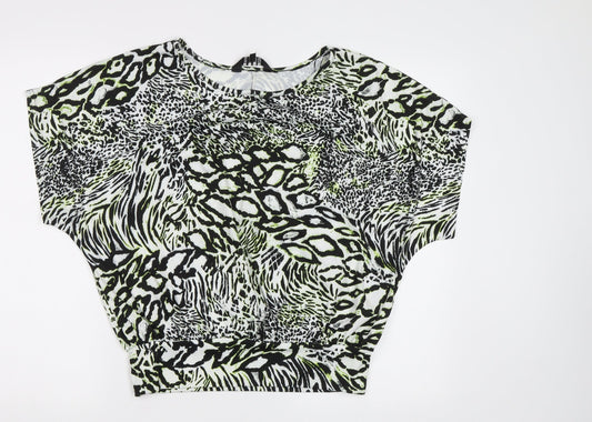 Envy Womens Green Animal Print  Basic Blouse Size 12