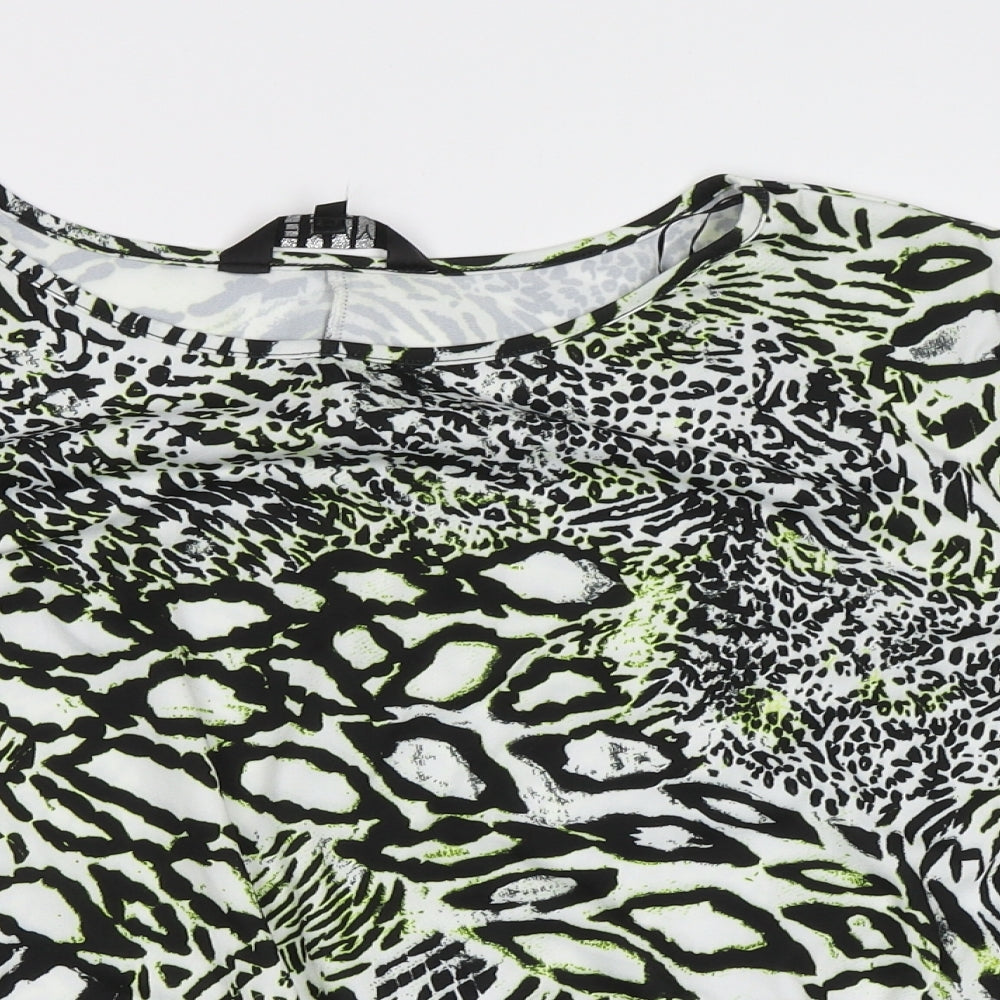 Envy Womens Green Animal Print  Basic Blouse Size 12