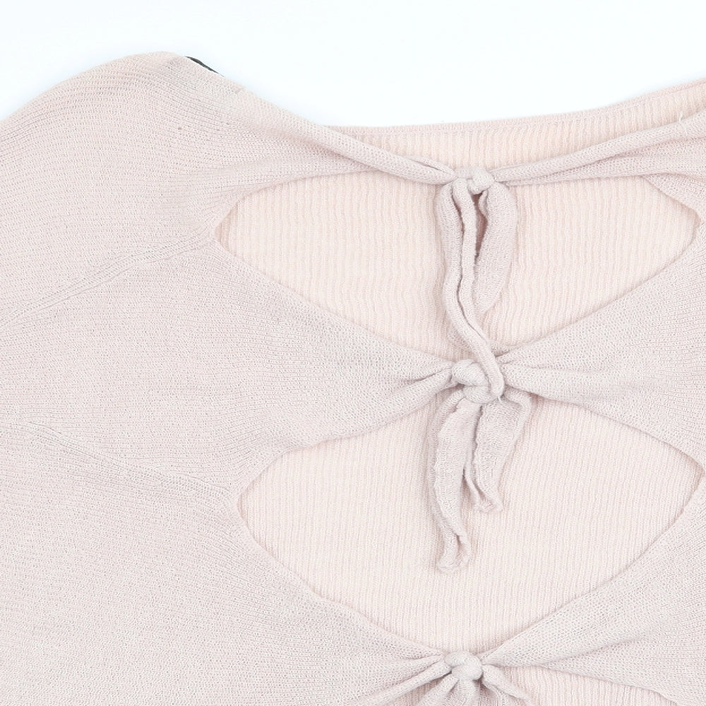 Zara Womens Pink   Pullover Jumper Size 8  - Open Back