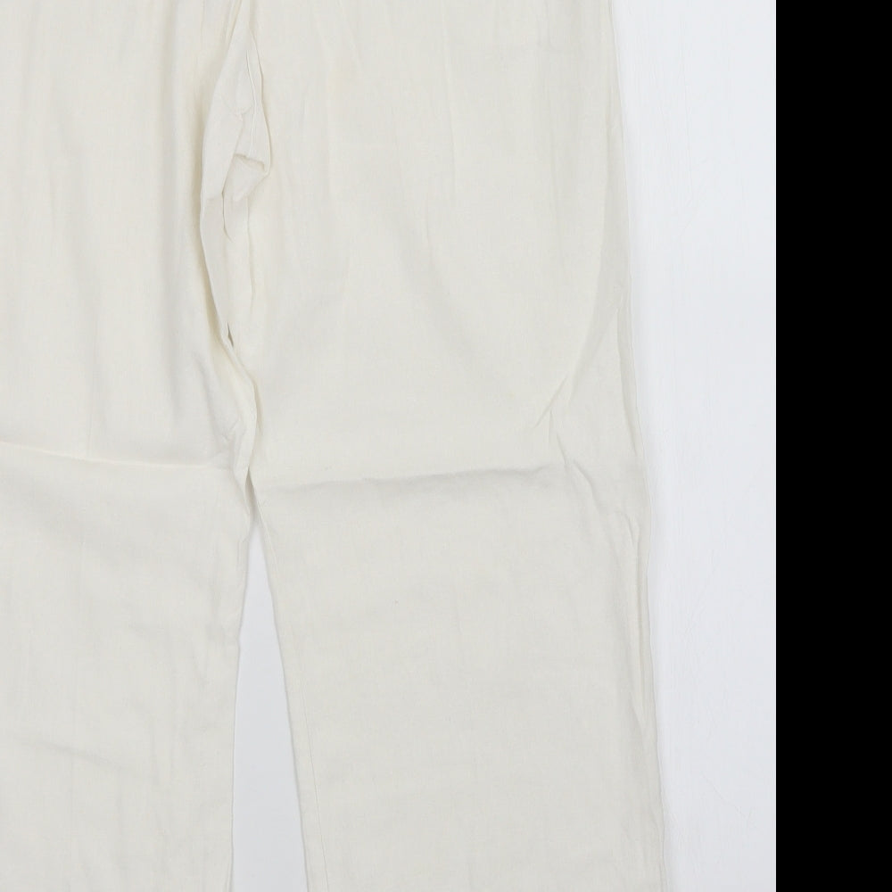 Mia Moda Womens White   Trousers  Size 16 L27 in