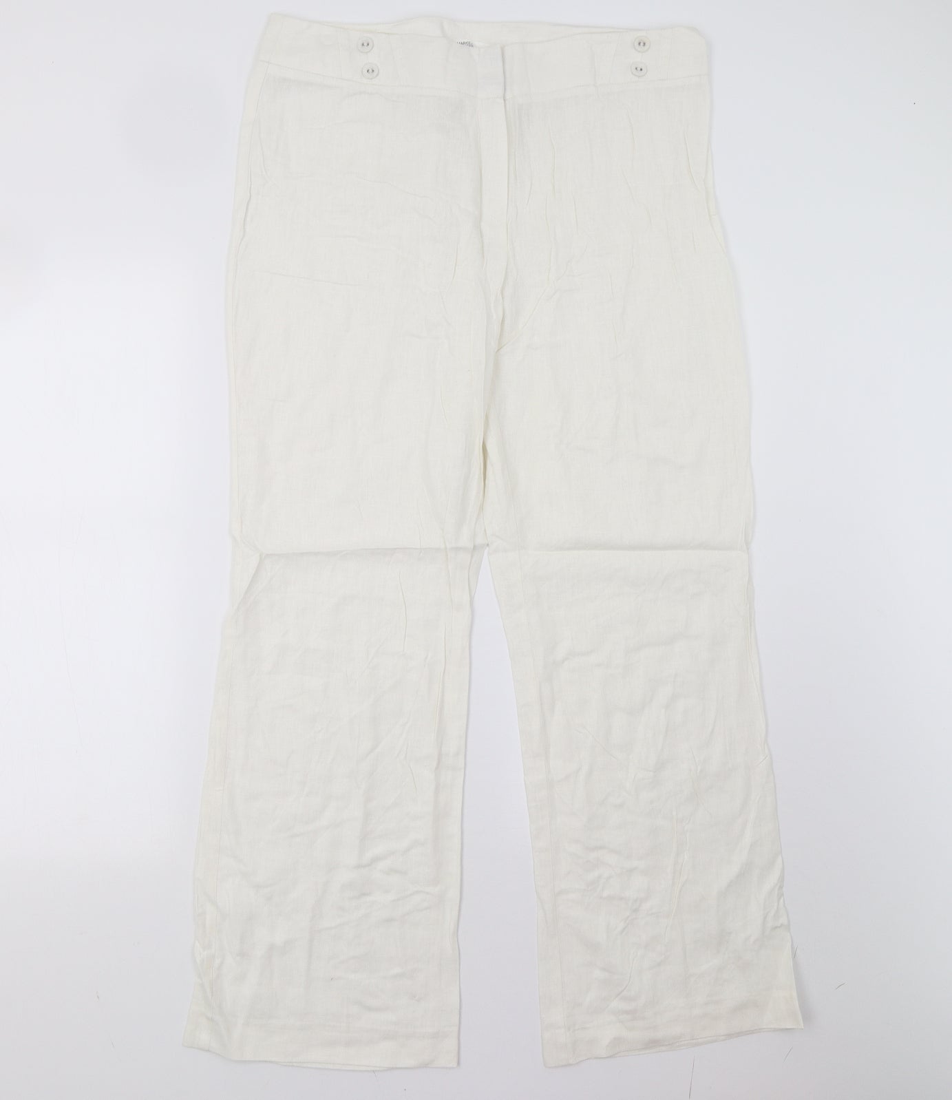 M&S Womens Ivory   Trousers  Size 14 L20 in