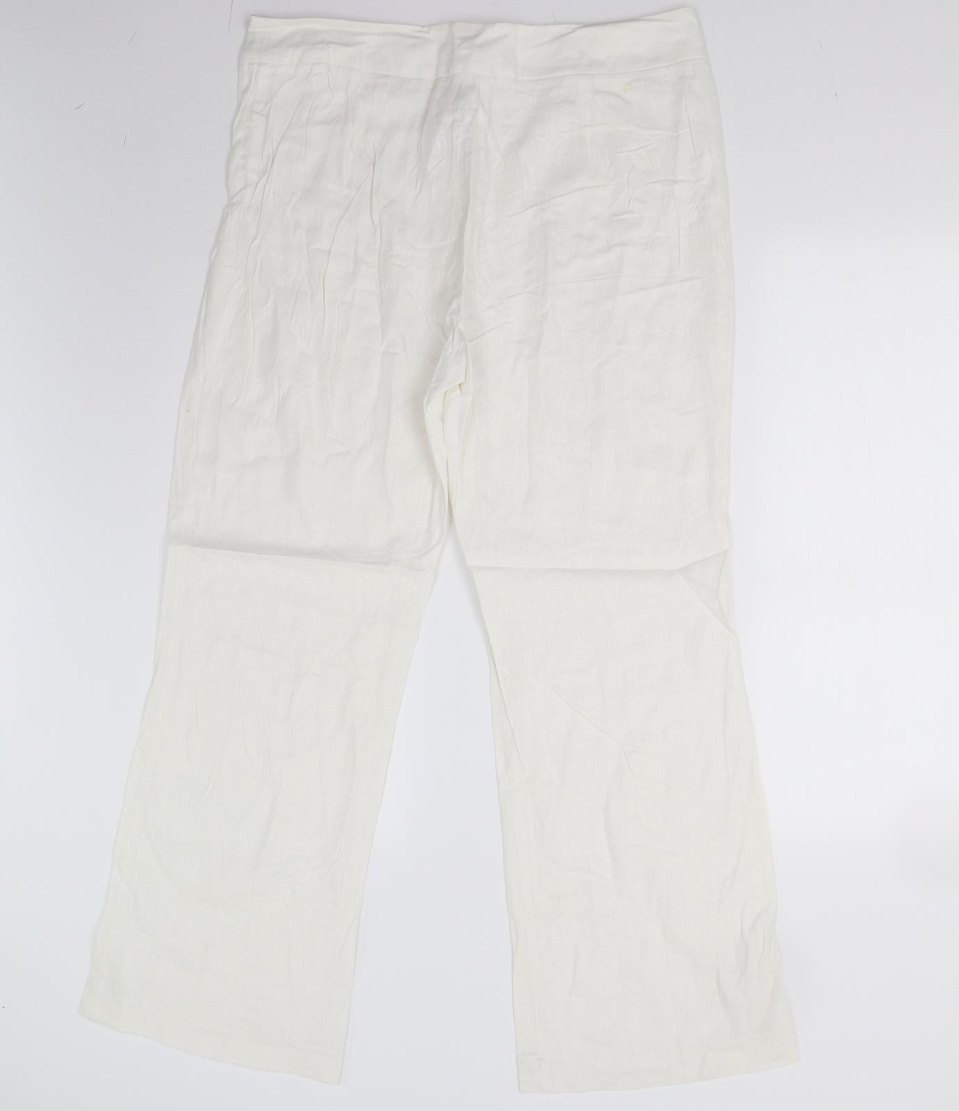 M&S Womens Ivory   Trousers  Size 14 L20 in
