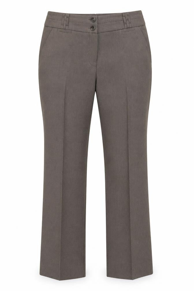 Front view of Atmosphere women’s beige trousers, size UK 12, 25-inch leg