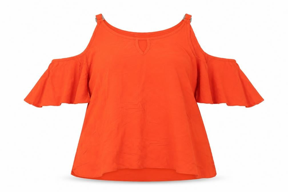 Peacocks Womens Orange   Basic Blouse Size 14  - open shoulders