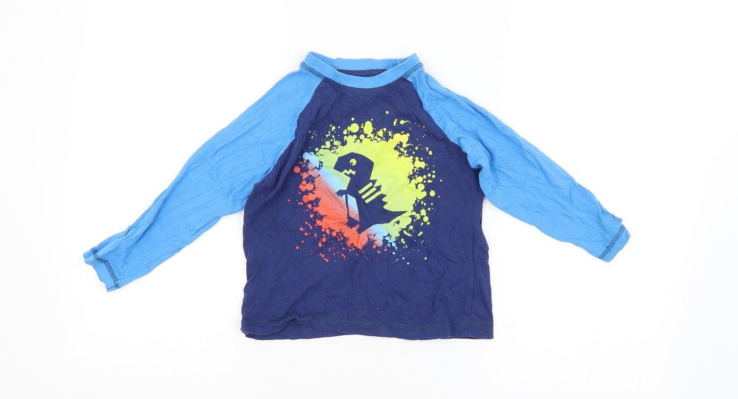 Preworn Boys Blue Chevron   Pyjama Top Size 3-4 Years