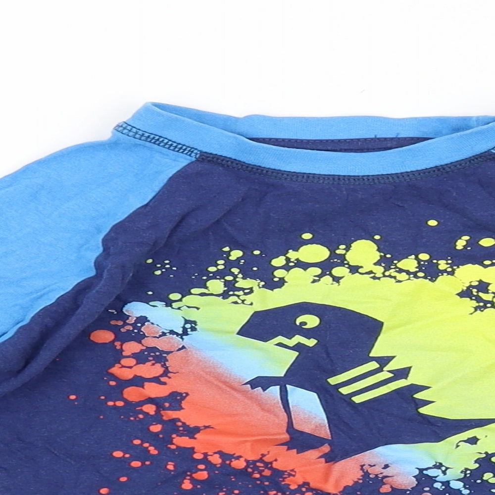 Preworn Boys Blue Chevron   Pyjama Top Size 3-4 Years