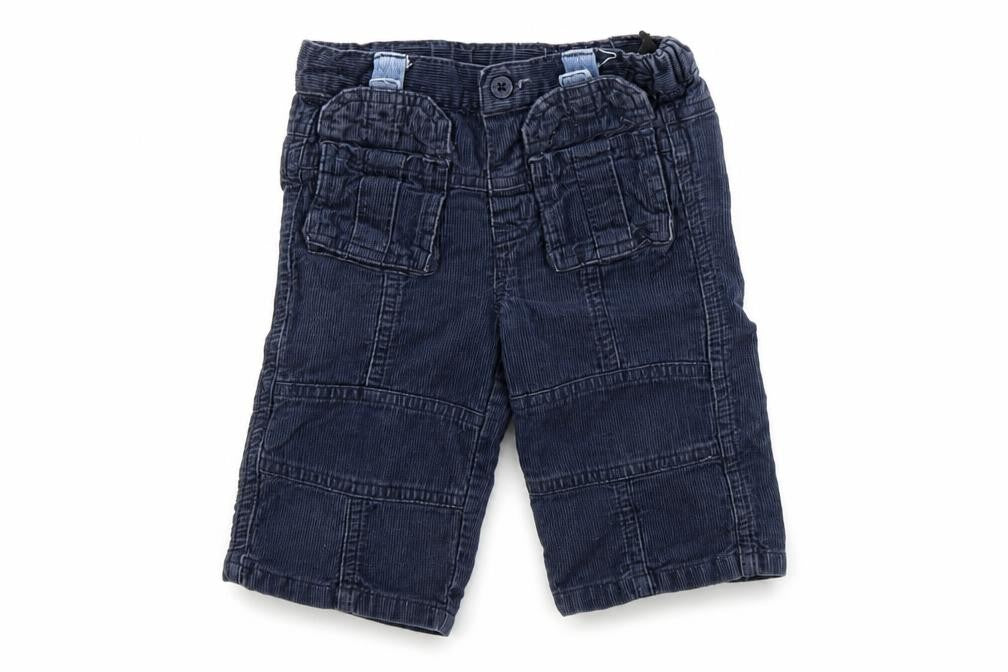 Front view of mini Mode Blue Trousers, size 3-6, Months