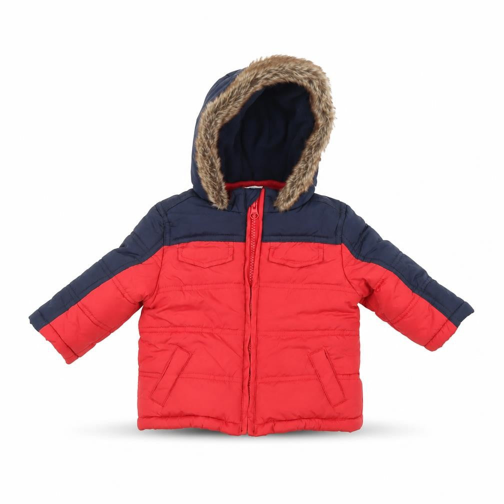 Front view of Mini Club Baby Multicoloured Striped Coat, size 3-6, Months