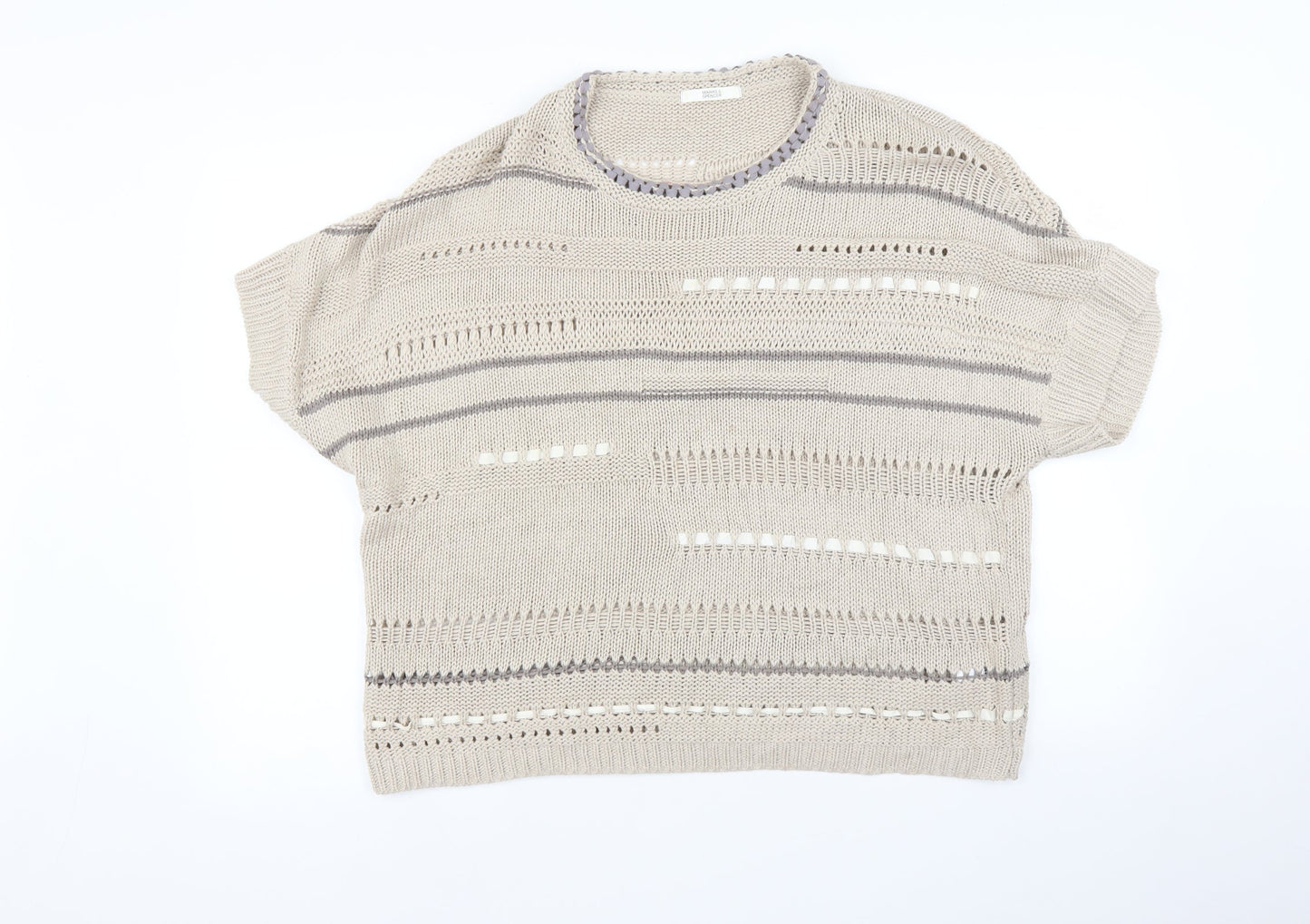 Marks and Spencer Womens Beige Striped  Pullover Jumper Size 18