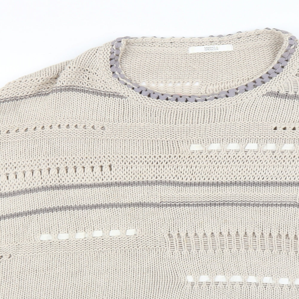 Marks and Spencer Womens Beige Striped  Pullover Jumper Size 18