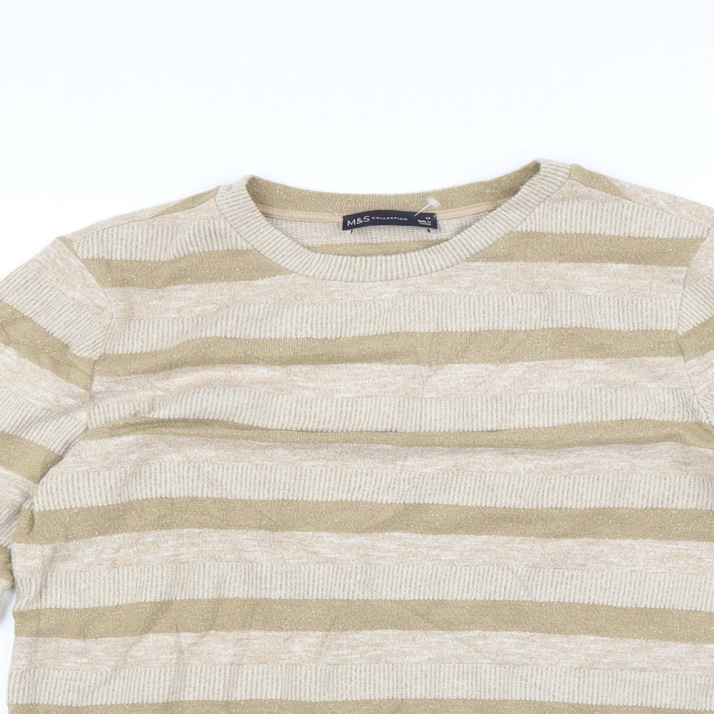 Marks and Spencer Womens Multicoloured Striped  Pullover Jumper Size 14