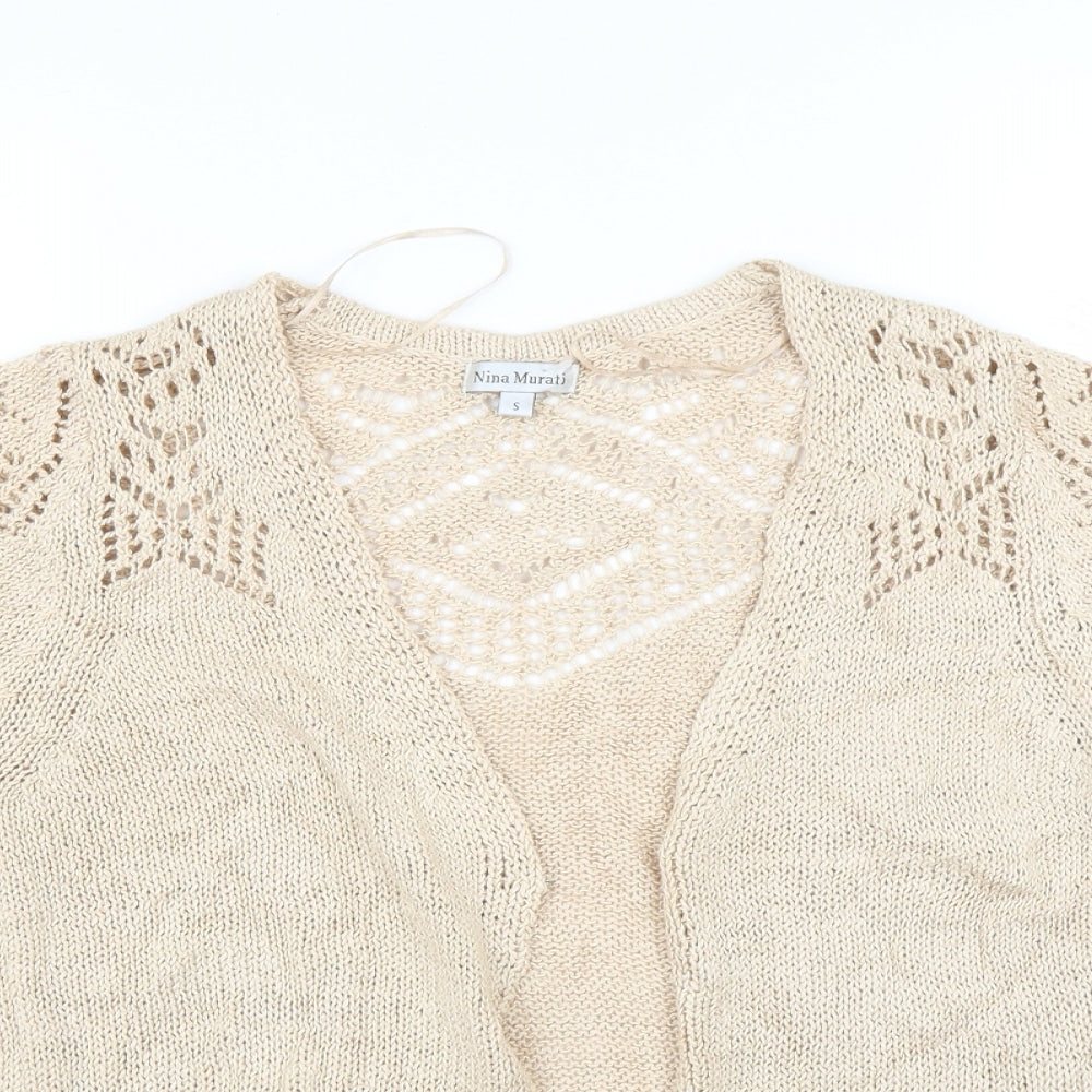Nina Murati Womens Beige   Cardigan Jumper Size S