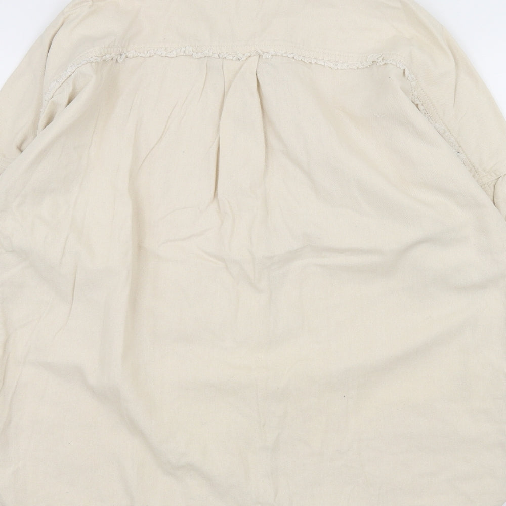 River Island Mens Beige    Dress Shirt Size S  - ripped details