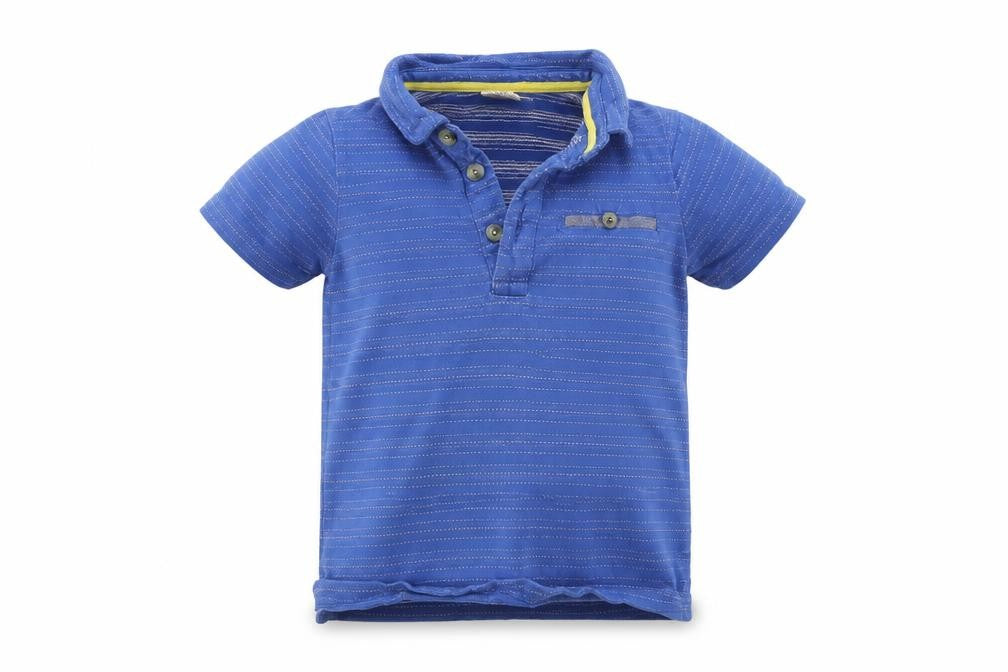 Front view of Mini Club Baby Blue Basic Polo, size 18-24, Months