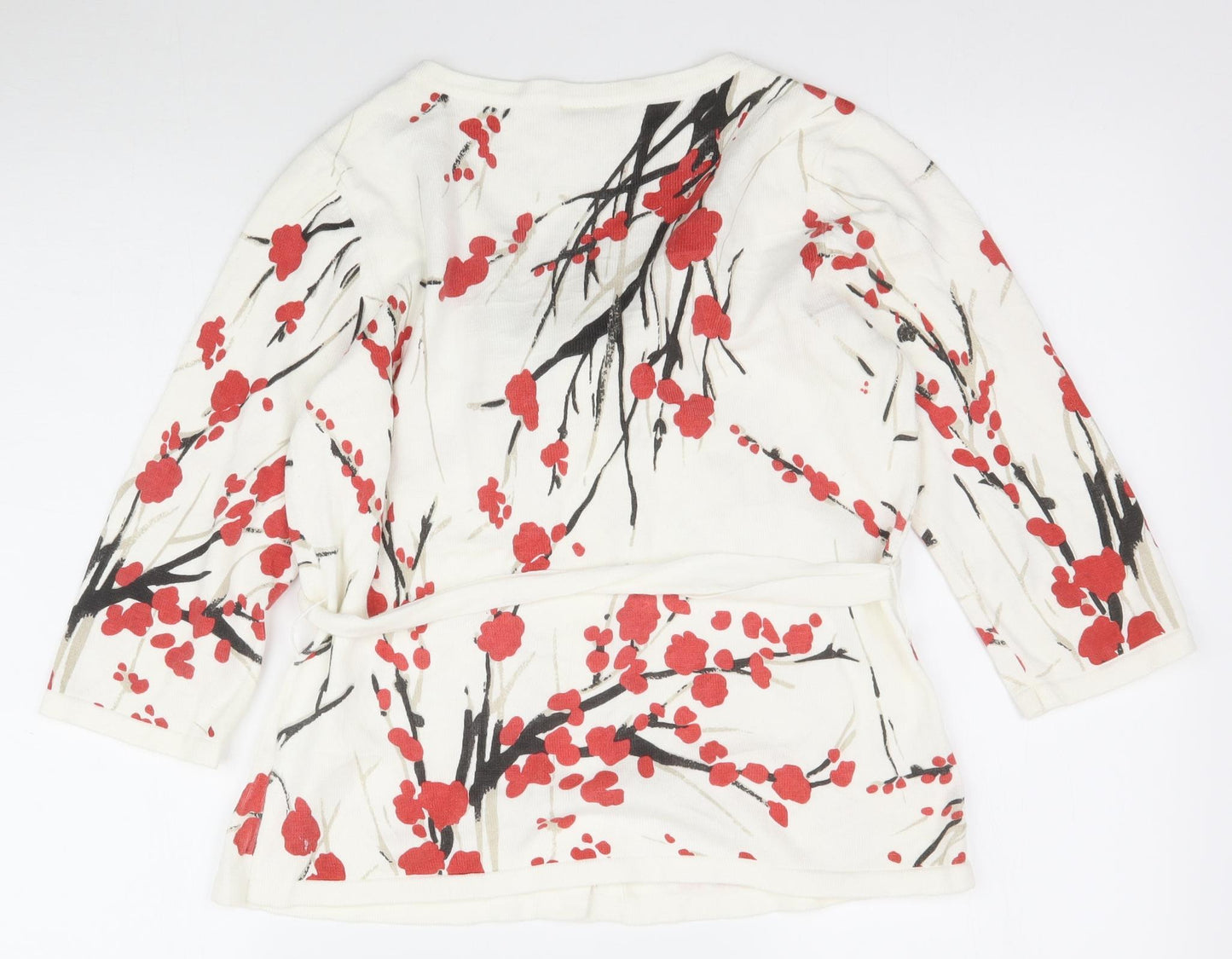 Minuet Womens Ivory Floral Knit Cape Jumper Size 12
