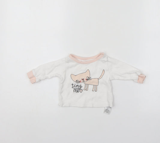 Primark Girls White   Pullover Jumper Size 3-6 Months