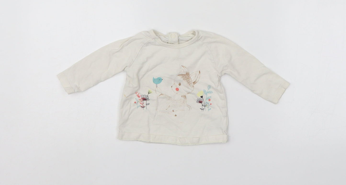 Pep & Co Girls White   Pullover Jumper Size 3-6 Months