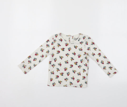 Primark Girls White Floral  Pullover Jumper Size 18-24 Months