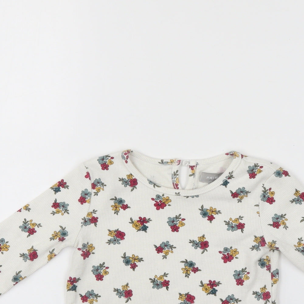 Primark Girls White Floral  Pullover Jumper Size 18-24 Months