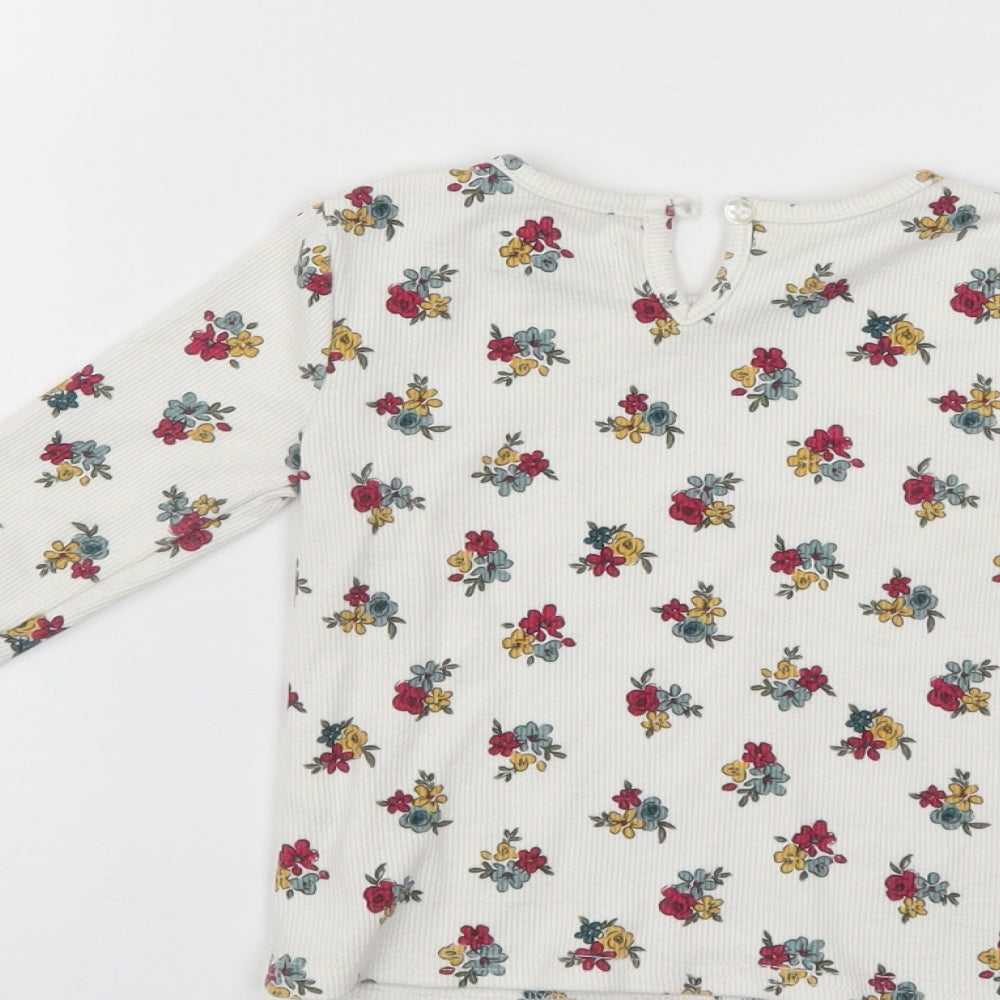 Primark Girls White Floral  Pullover Jumper Size 18-24 Months