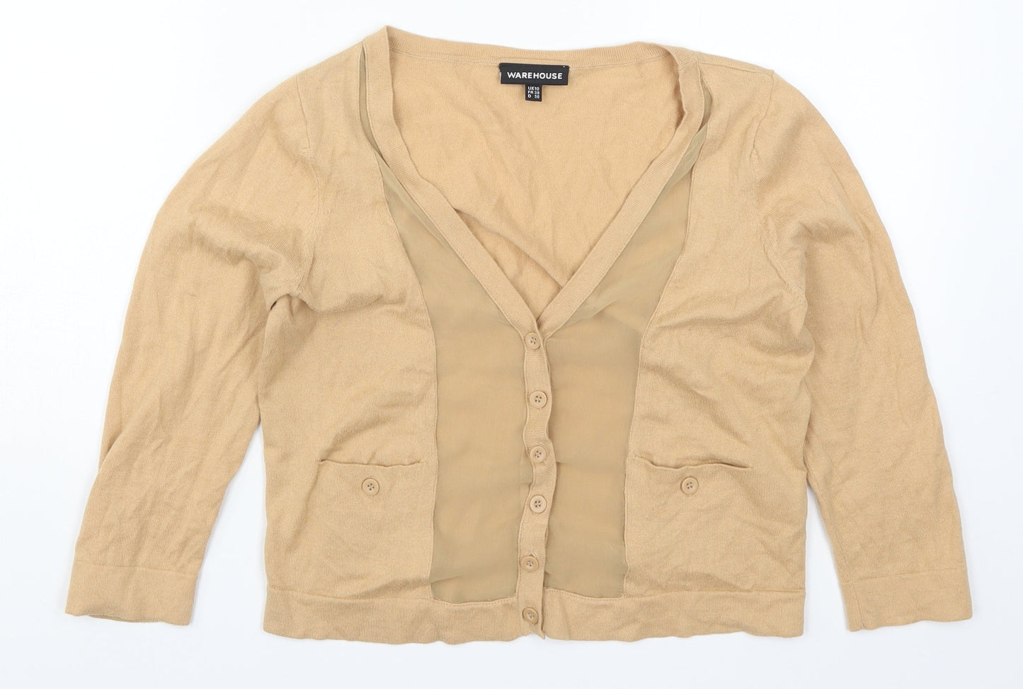 Wallis Womens Beige  Knit Cardigan Jumper Size 10