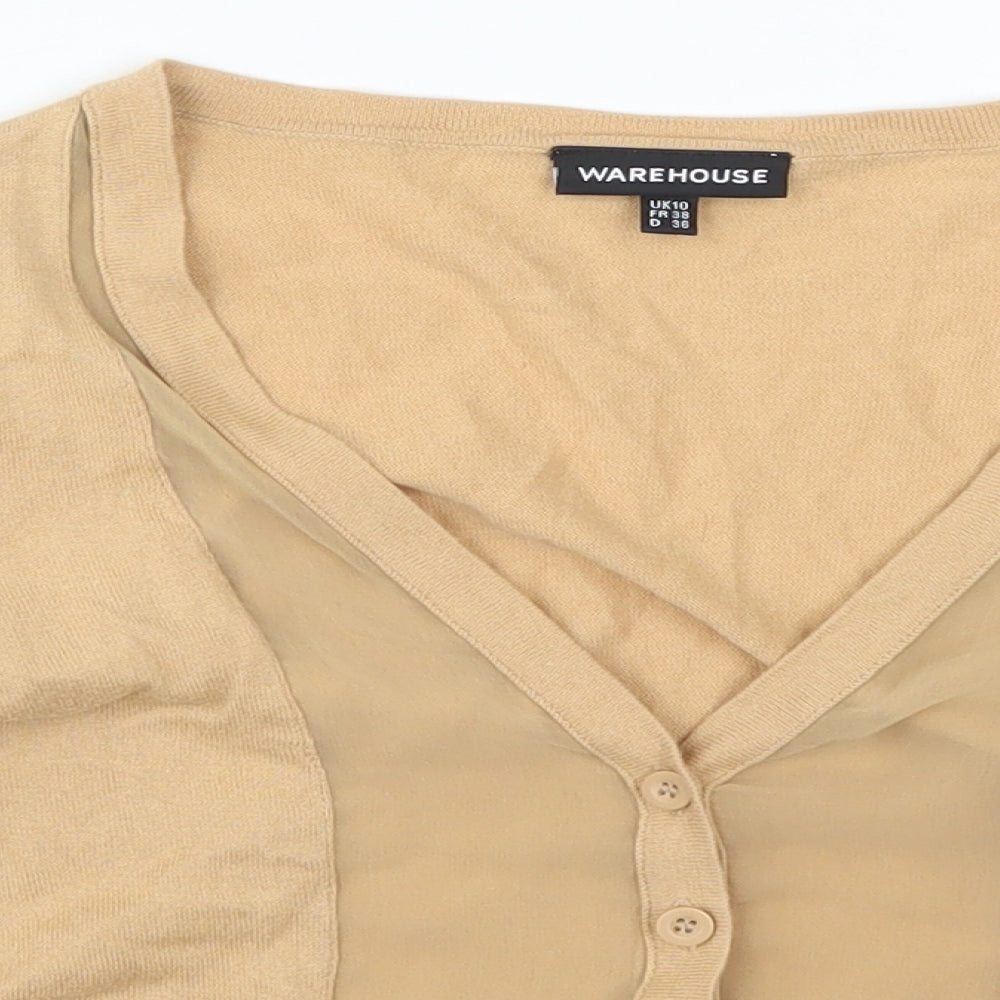 Wallis Womens Beige  Knit Cardigan Jumper Size 10