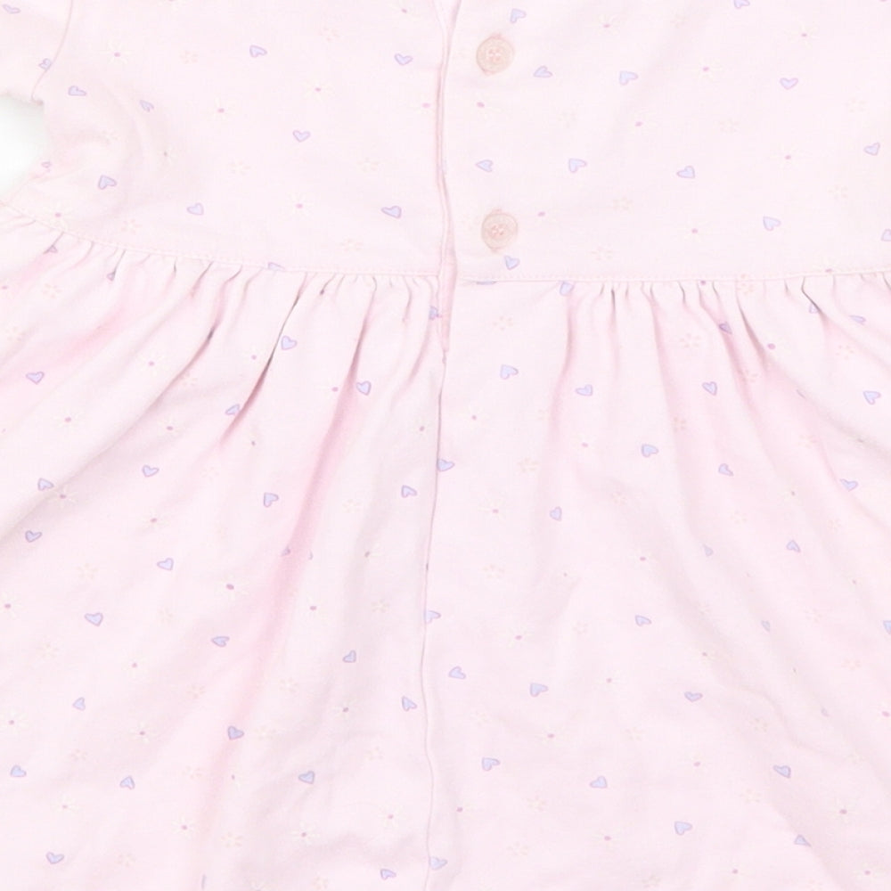 Cherokee Girls Pink Geometric  Skater Dress  Size 9-12 Months  - Love Hearts