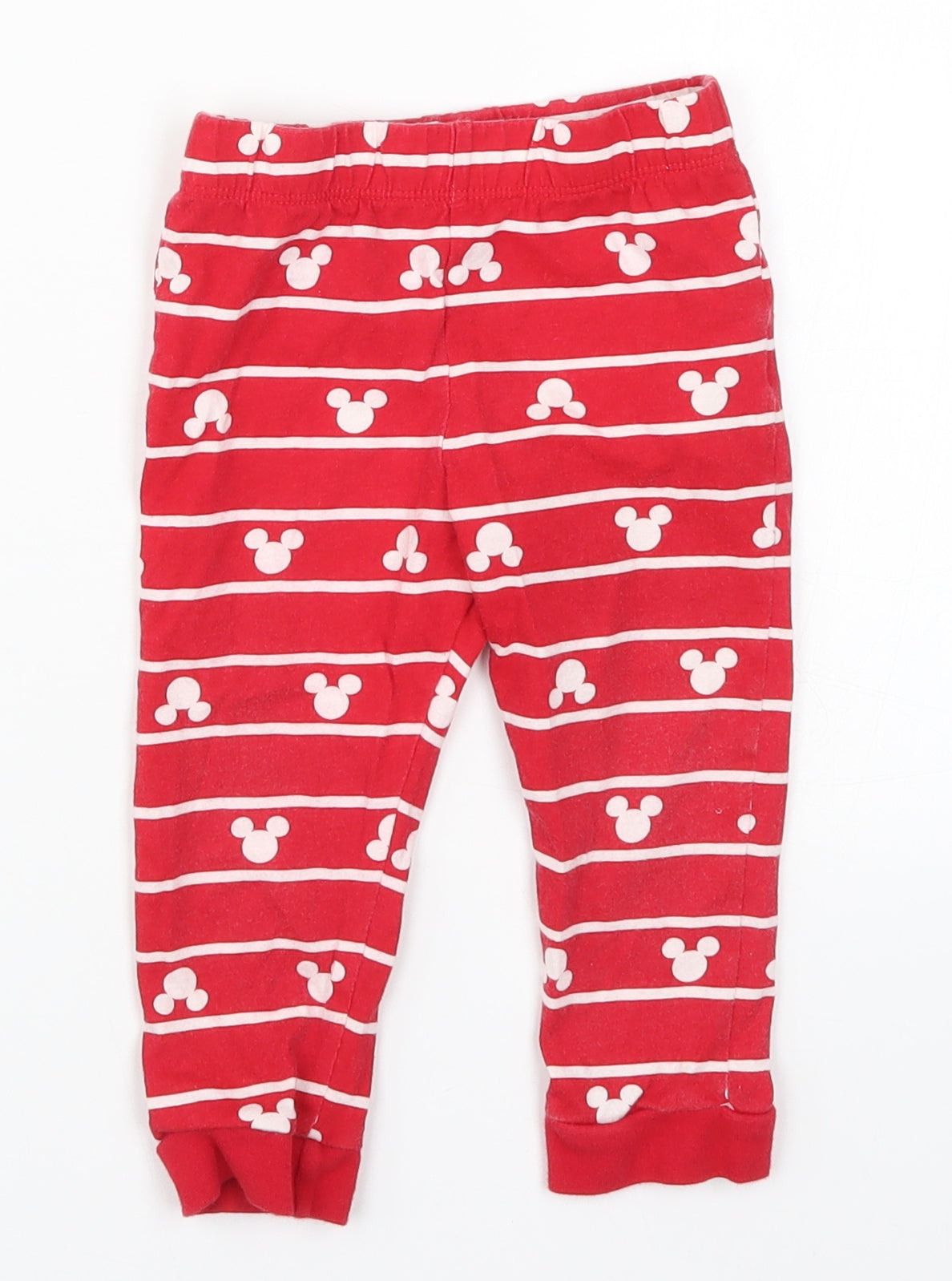 Front view of F&F Baby Red Striped sweatpants, size 12-18, Months - Pyjama Pants Mickey Mouse
