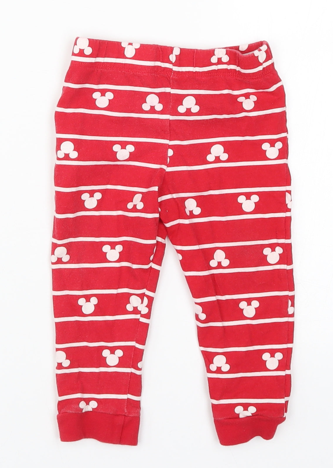 Back view of F&F Baby Red Striped sweatpants, size 12-18, Months - Pyjama Pants Mickey Mouse