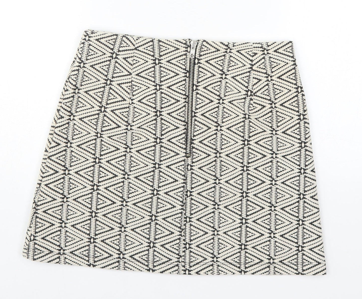 Topshop Womens Beige Geometric  A-Line Skirt Size 8