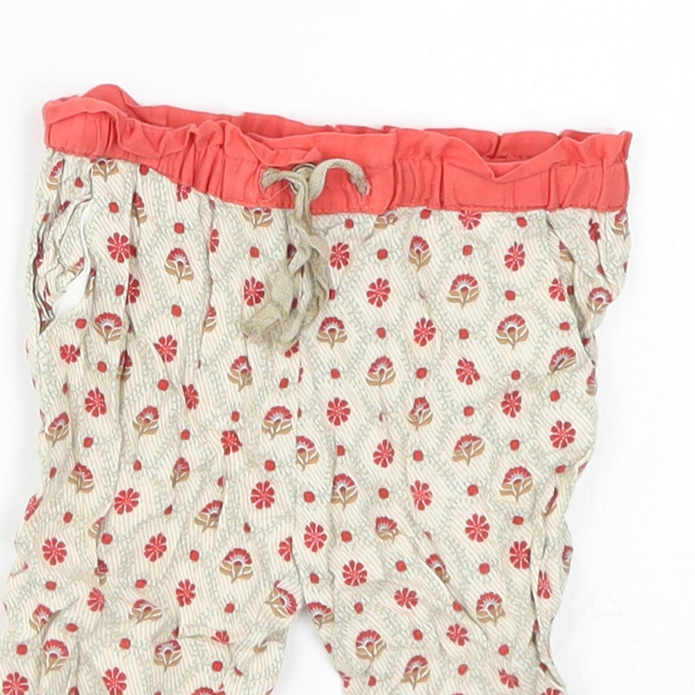 Zara Girls Beige Floral  Capri Trousers Size 6-9 Months