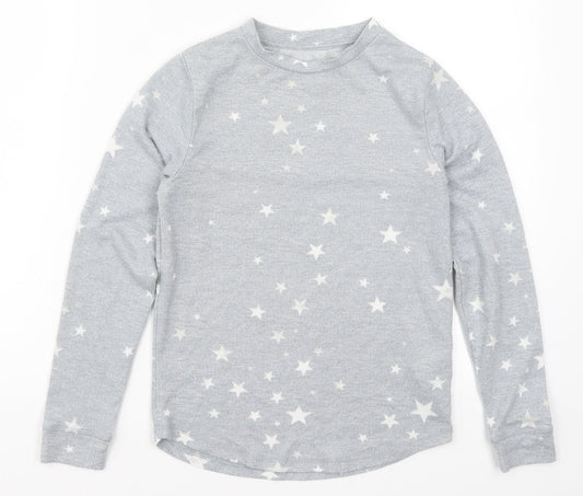Peacocks Girls Grey Geometric  Top Pyjama Top Size 10-11 Years  - Stars