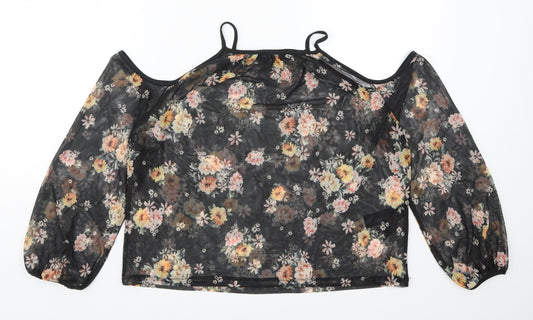 New Look Womens Black Floral  Basic Blouse Size 12