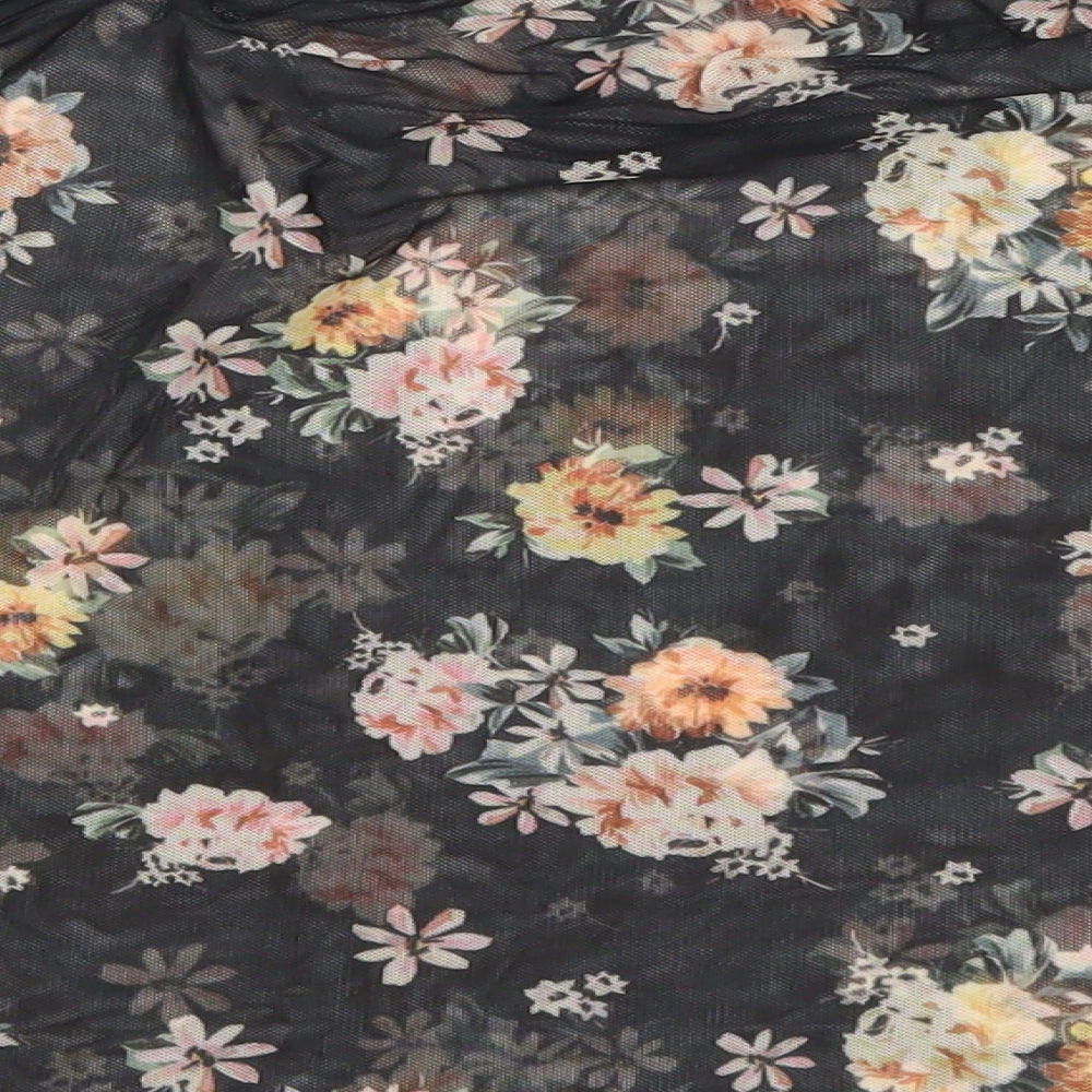 New Look Womens Black Floral  Basic Blouse Size 12