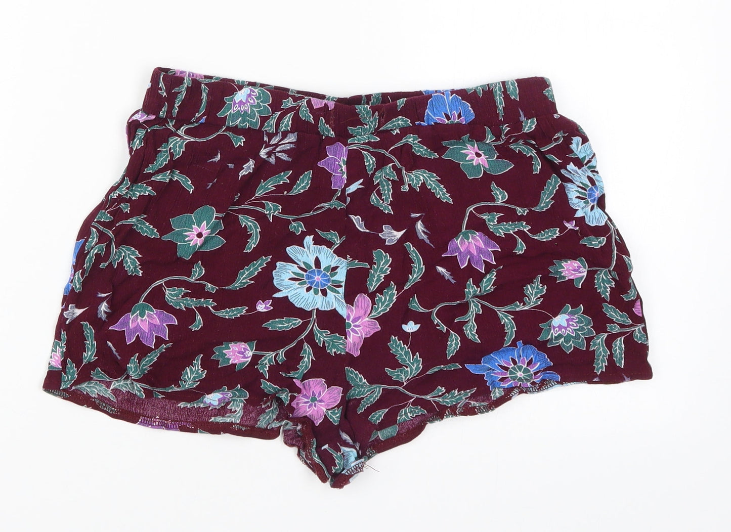Diffuse Womens Red Floral  Mom Shorts Size 8 - Burgundy