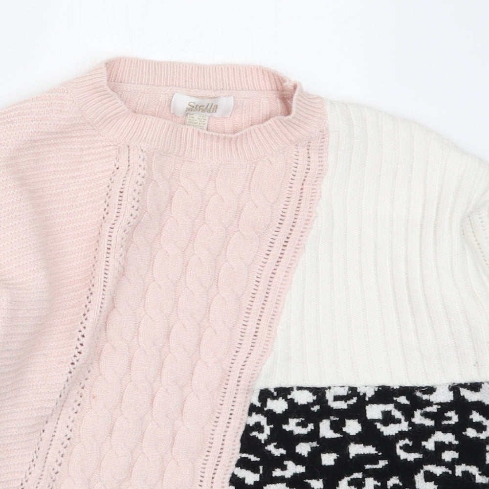 Stella Morgan Womens Pink Animal Print Knit Pullover Jumper Size S