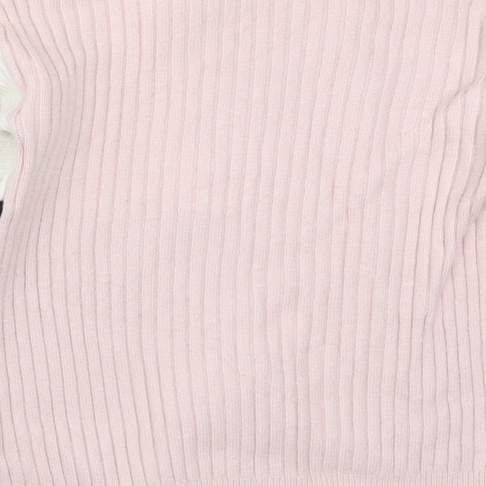 Stella Morgan Womens Pink Animal Print Knit Pullover Jumper Size S