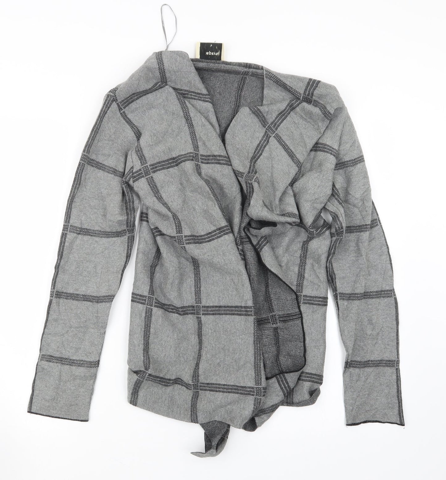 Papaya Womens Grey Check  Cardigan Jumper Size M